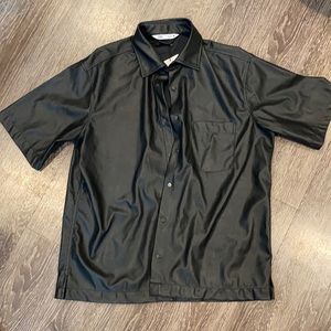 Zara Short Sleeve Faux Leather Shirt NEW